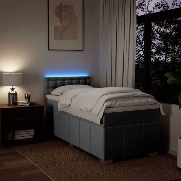 Боксспринг легло с матрак, светлосива, 90x190 см, плат