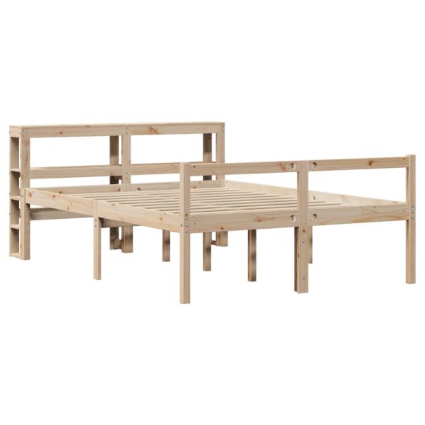 Легло за възрастни с табла, 140x200 см, борово дърво масив