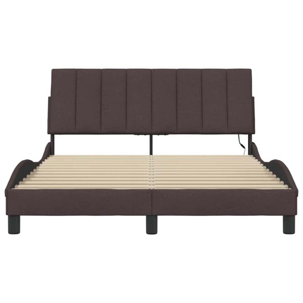 Рамка за легло без матрак Hanko, тъмнокафява, 140x190 см, плат