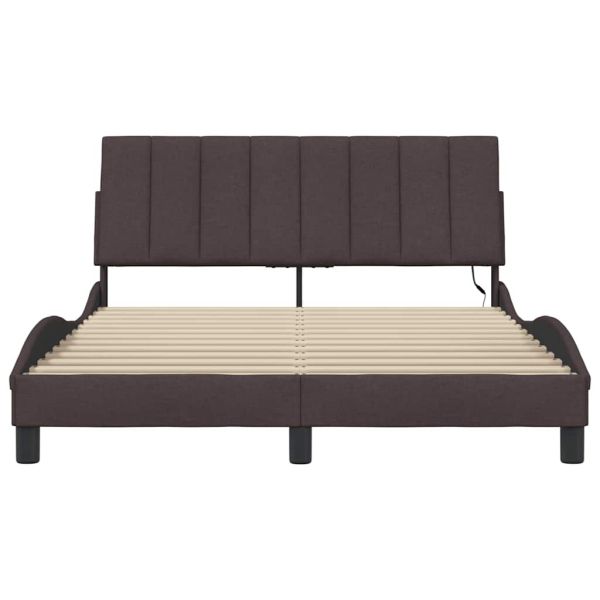 Рамка за легло без матрак Hanko, тъмнокафява, 140x200 см, плат
