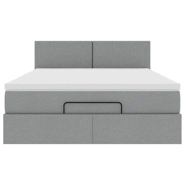 Османска легло с матрак, светлосиво, 140x200 см, плат