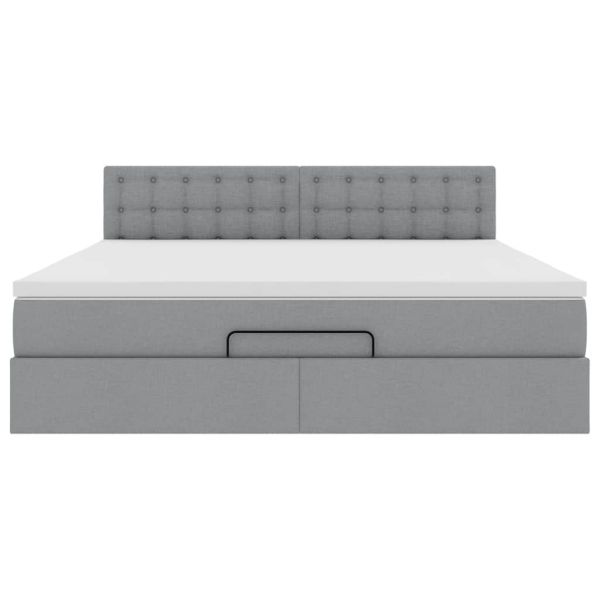 Османска легло с матрак, светлосиво, 180x200 см, плат