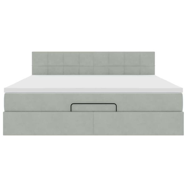 Османска легло с матрак и LED, светлосиво, 180x200 см, кадифе
