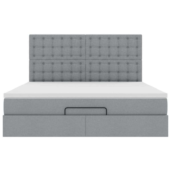 Османска легло с матрак, светлосиво, 180x200 см, плат