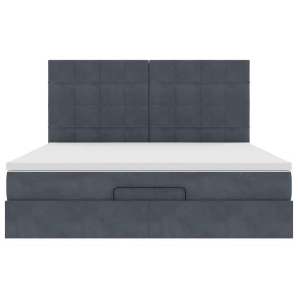 Османска легло с матраци, тъмносиво, 180x200 см, кадифе