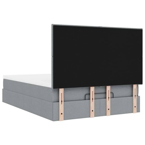 Османска легло с матрак и LED, светлосиво, 140x200 см, плат