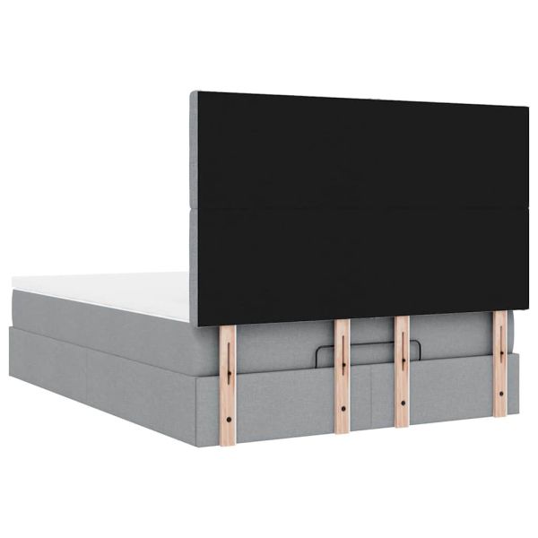 Османска легло с матрак и LED, светлосиво, 140x200 см, плат