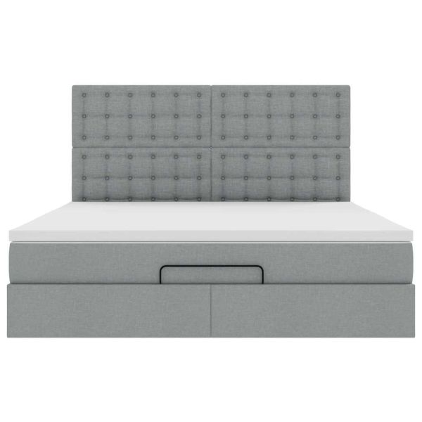 Османска легло с матрак и LED, светлосиво, 180x200 см, плат