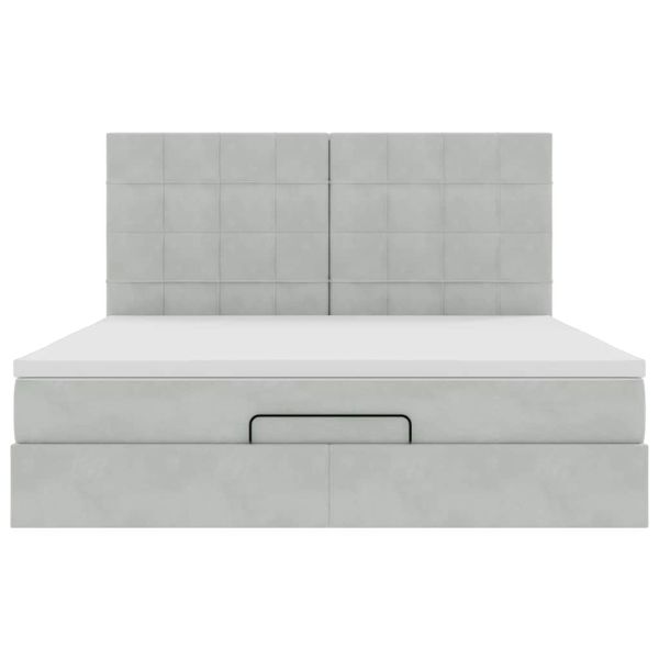 Османска легло с матраци и LED, светлосиво, 180x200 см, кадифе