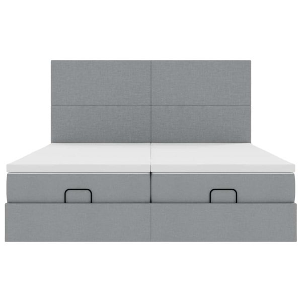 Османска легло с матраци и LED, светлосиво, 160x200 см, плат