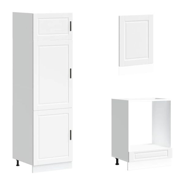 Комплект кухненски шкафове, 7 части, "Porto", бяло инженерно дърво