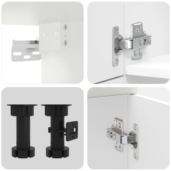 Комплект кухненски шкафове, 7 части, "Porto", бяло инженерно дърво