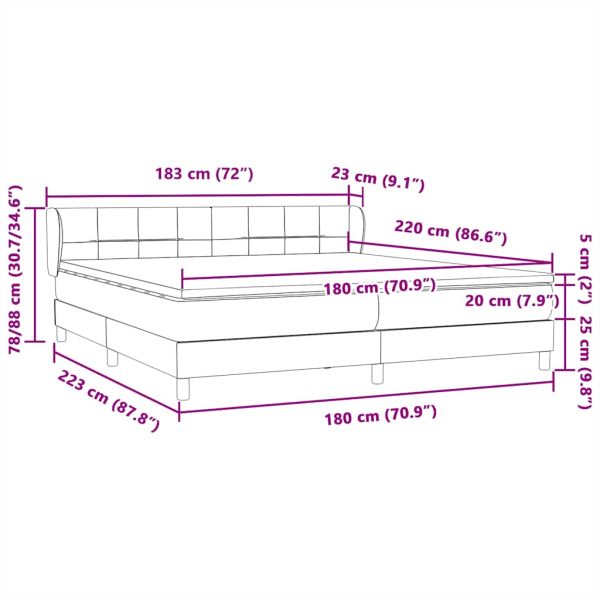 Боксспринг легло с матраци, тъмносиво, 180x220 см, кадифе