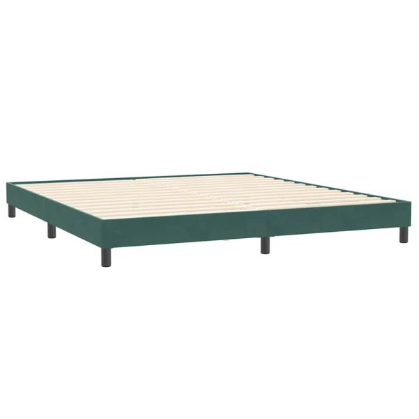 Box Spring легло с матраци Тъмнозелено 180x210 cm кадифе