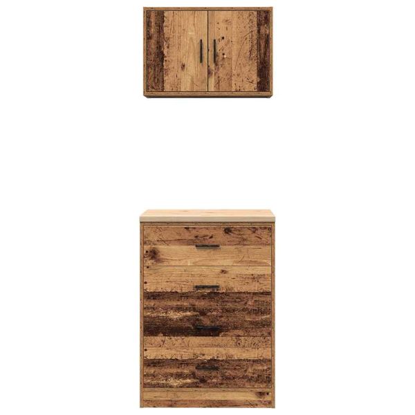 гаражни шкафове, 2 бр, старо дърво инженерно дърво