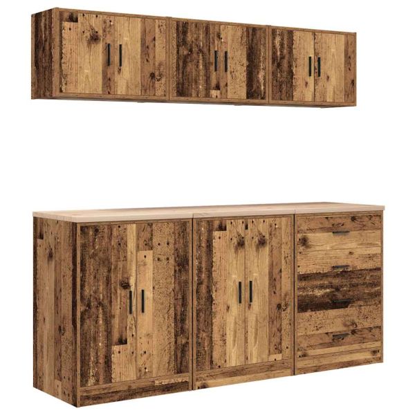 гаражни шкафове, 6 бр, старо дърво инженерно дърво