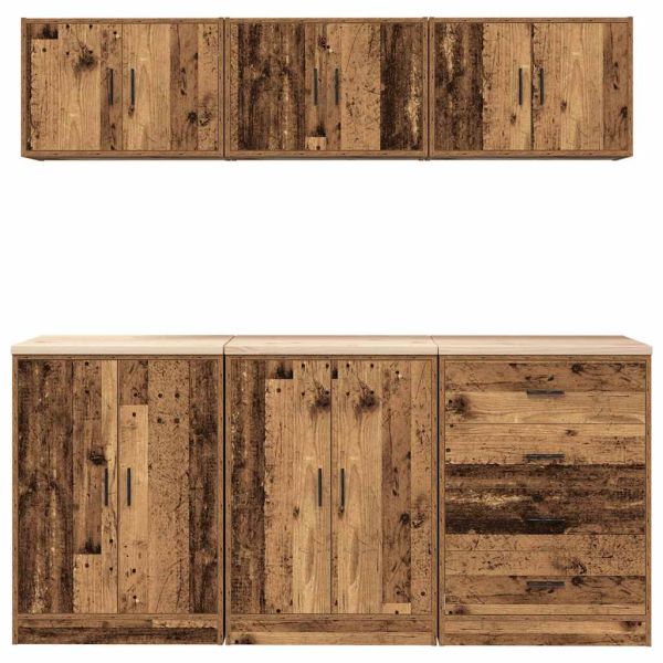 гаражни шкафове, 6 бр, старо дърво инженерно дърво