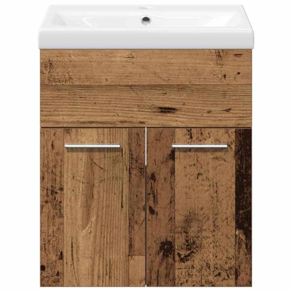 Комплект мебели за баня 3 pcs Старо дърво Инженерно дърво