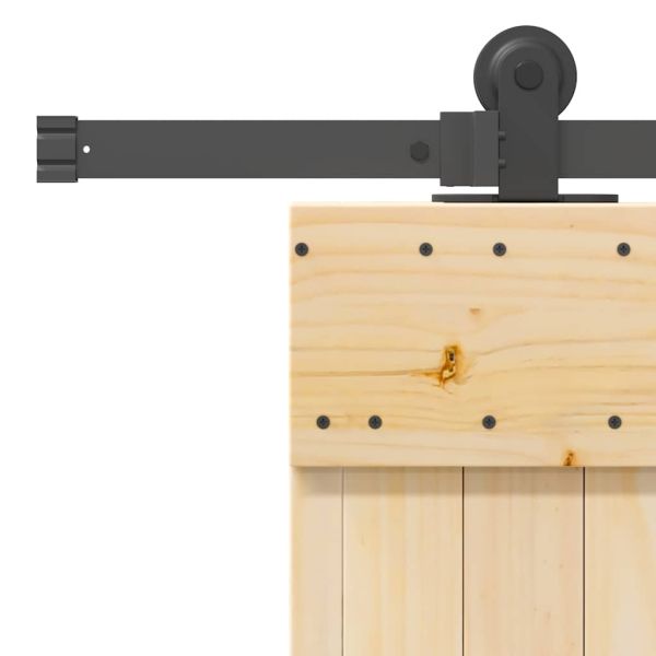 Плъзгаща врата с монтажни части, 80x210 см, борово дърво масив