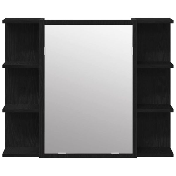 Комплект мебели за баня с рафт 4 pcs Черно 30 x 30 x 179,5 см