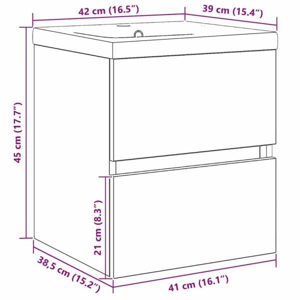 Шкаф за мивка с врата Черен дъб 41 x 39 x 62 см Инженерно дърво