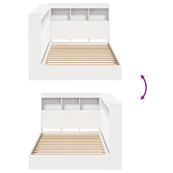 Легло с библиотека с таблото Бяло 100 x 200 cm Инженерно дърво