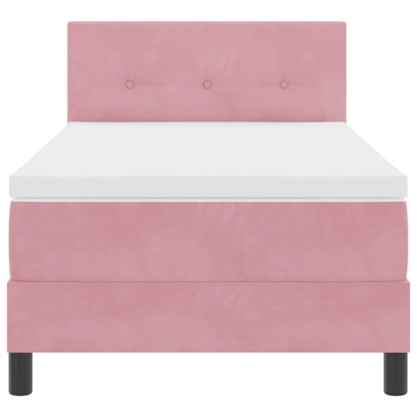 LED кутия за пружини с легло Розово 100 x 200 cm Кадифе