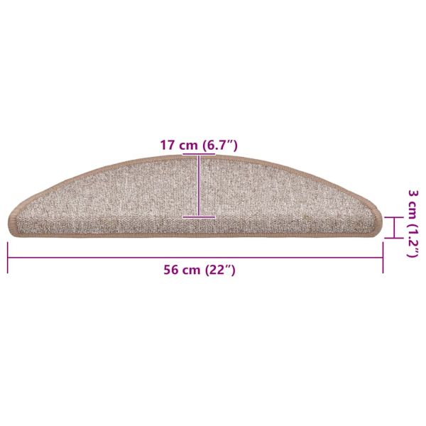 Изтривалки за стълби, 20 бр., 56x17x3 см, светлокафяви, полукръгли