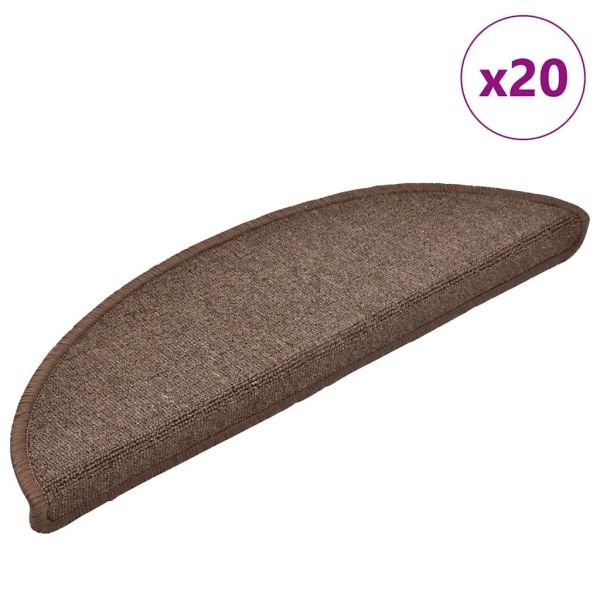 Изтривалки за стълби, 20 бр., 56x17x3 см, кафеенокафяви, полукръгли