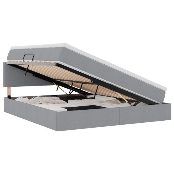 Легло с място за съхранение и LED Светлосиво 160 x 200 cm