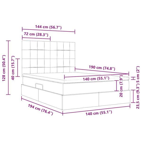 Легло с място за съхранение Черно 140 x 190 cm Изкуствена