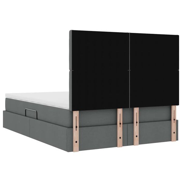 Легло с място за съхранение Тъмен сив 140 x 190 cm Изкуствена