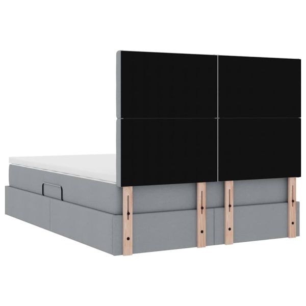 Легло с място за съхранение и LED Светлосиво 140 x 190 cm