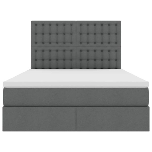 Легло с място за съхранение и LED Тъмен сив 140 x 190 cm