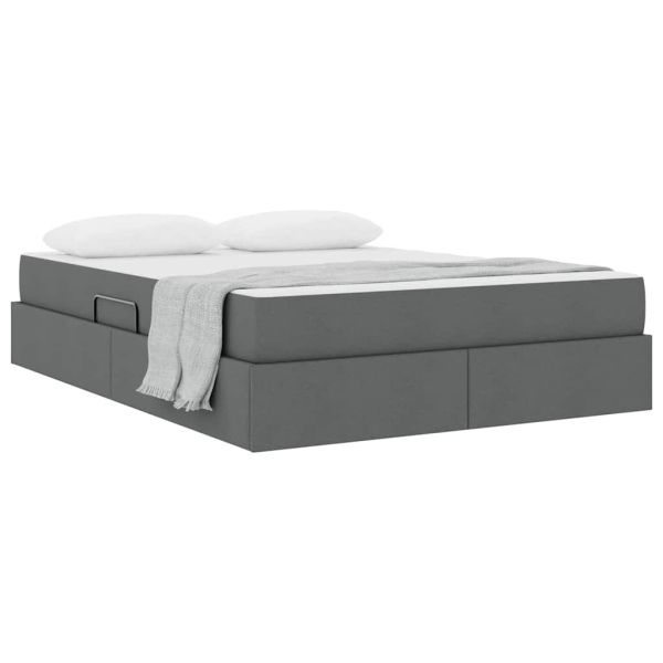 Легло с място за съхранение и матрак Тъмен сив 140 x 190 cm