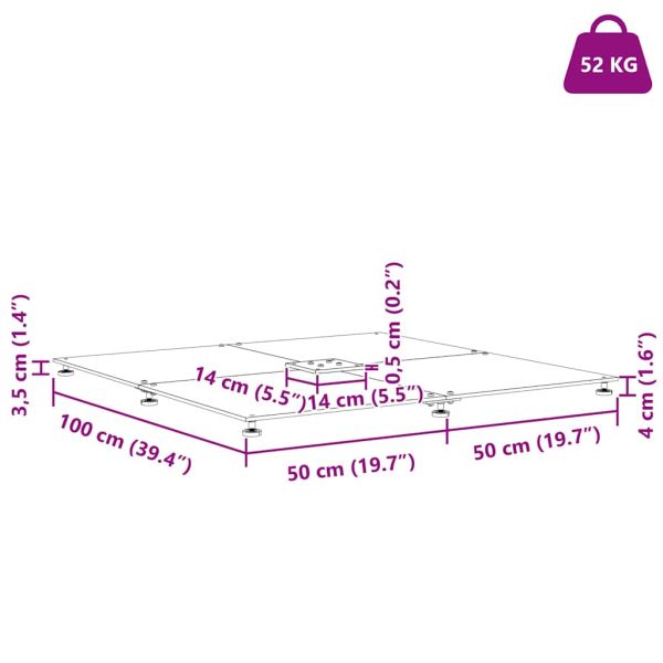 Основа за чадър Тъмносив 100 x 100 x 4 см Стомана