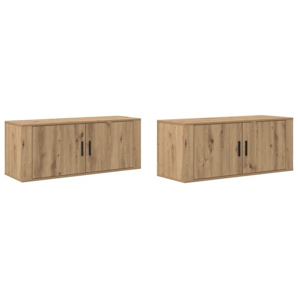Комплект стенен ТВ шкаф 2 pcs Дъб 100 x 34,5 x 40 см