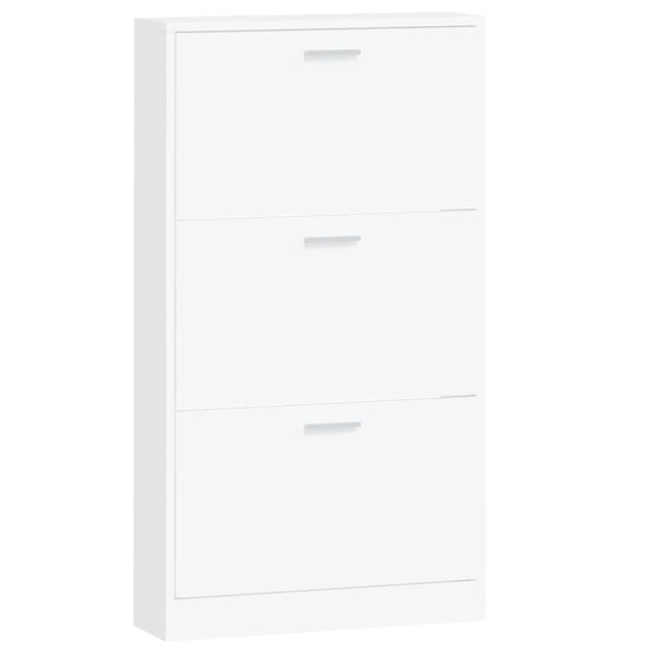 Шкаф за обувки, бял, 59x17x108 см, инженерно дърво