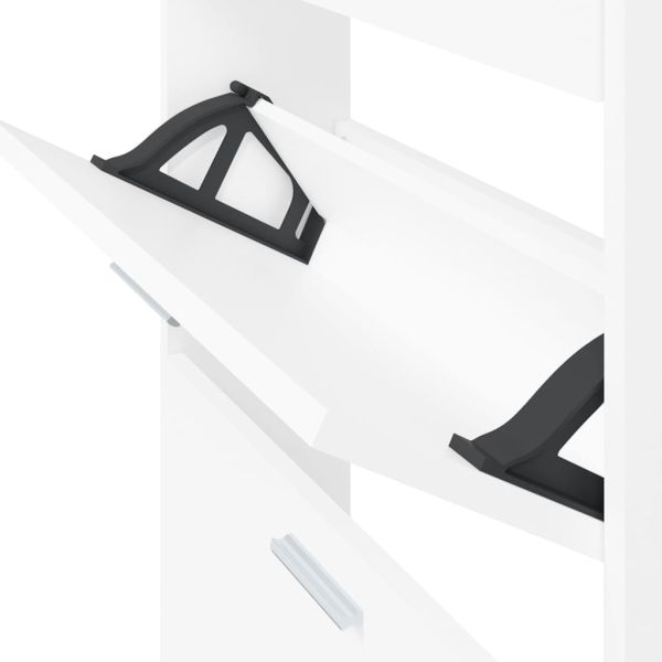 Шкаф за обувки, бял, 59x17x108 см, инженерно дърво