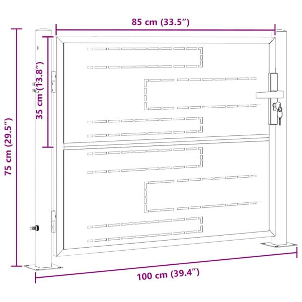 Градинска врата Сребрист 85 x 70 см Неръждаема стомана
