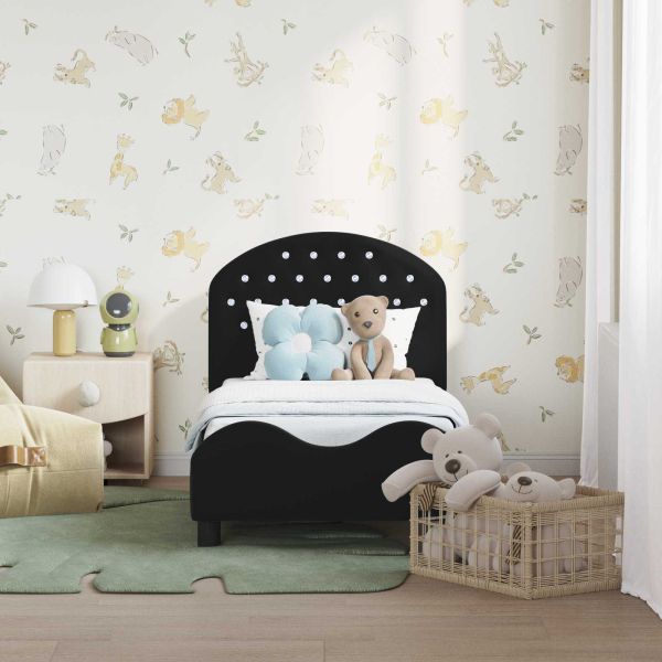 Легло за малко с главна дъска Черно 70 x 140 cm Кадифе