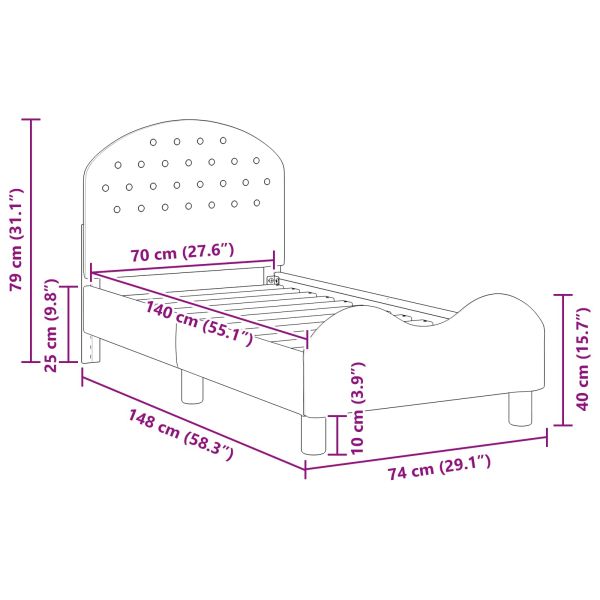 Легло за малко с главна дъска Черно 70 x 140 cm Кадифе