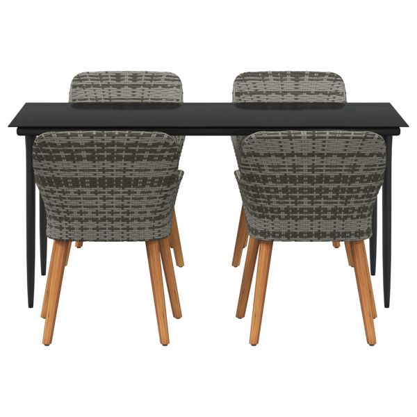 Комплект за хранене в градината 5 pcs Сив полиратан