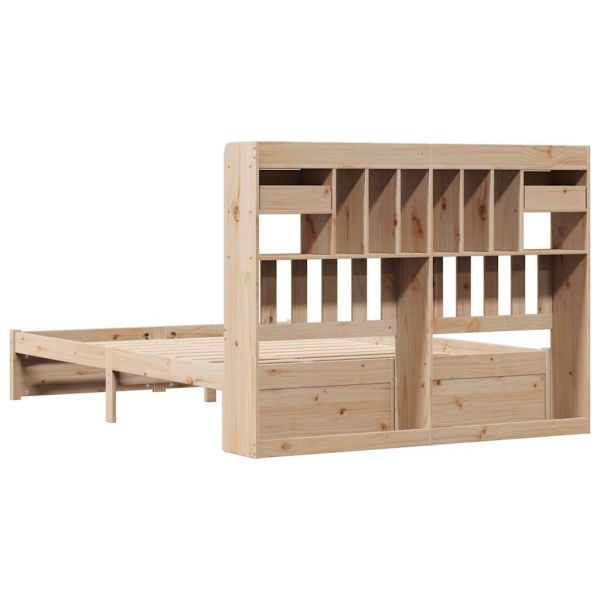 Легло с етажерка за книги, без матрак, 150x200 см, бор масив