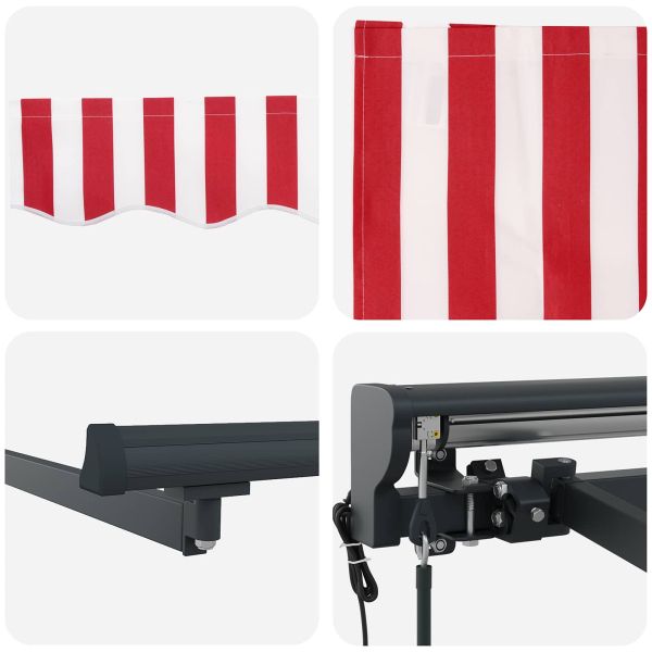 Сгъваем навес Червена и бяла ивица 350x250 см текстил