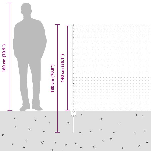 Ограда и колче Сребрист 1,4 x 10 m Стомана