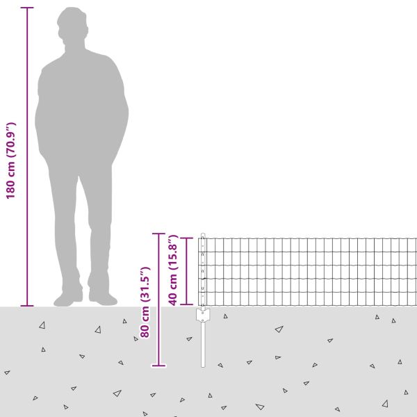 Ограда и колче Сребрист 0,4 x 10 м Стомана