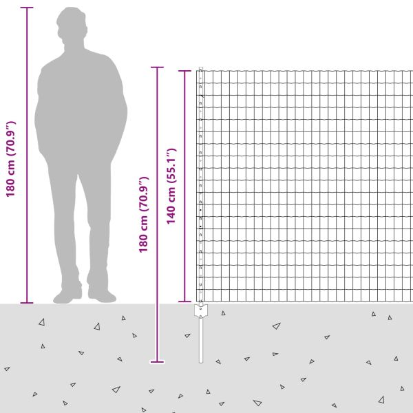 Ограда и колче Сребрист 1,4 x 10 m Стомана
