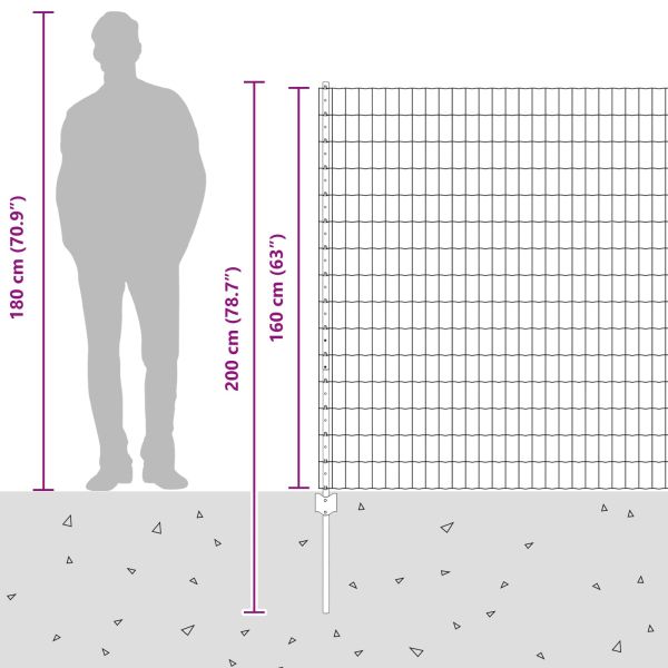 Ограда и колче Сребрист 1,6 x 10 m Стомана