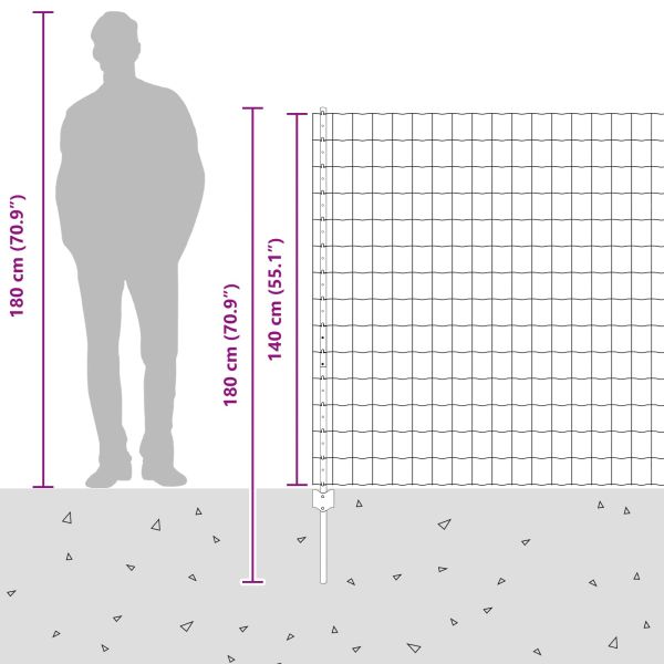 Ограда и колче Сребрист 1,4 x 10 m Стомана